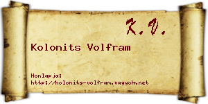 Kolonits Volfram névjegykártya